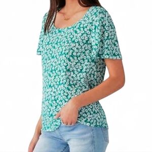 LUCKY BRAND Green Ditsy Floral Top - XL
